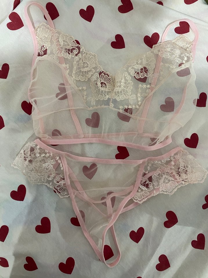 Pembe Nakışlı Bohem iç çamaşır takımu - Görsel 4