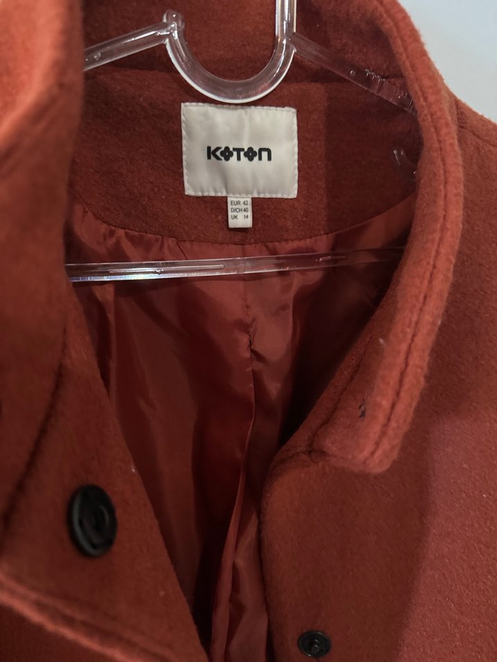 Koton Kiremit Rengi Düğmeli Kaban - Görsel 2