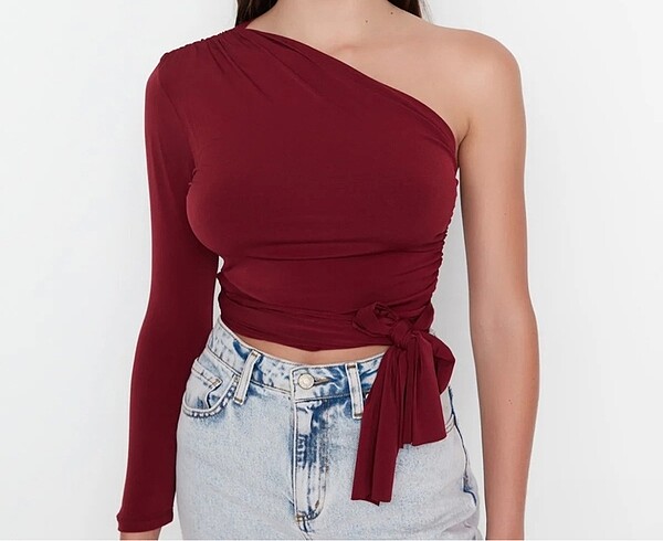 m Beden bordo Renk Crop Bluz