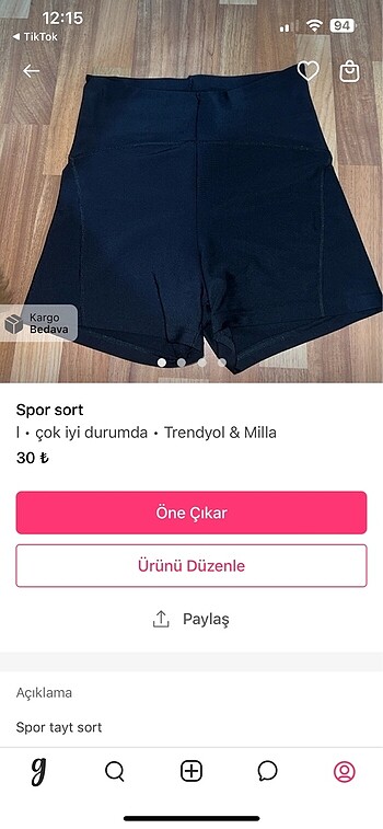 Spor tayt şort