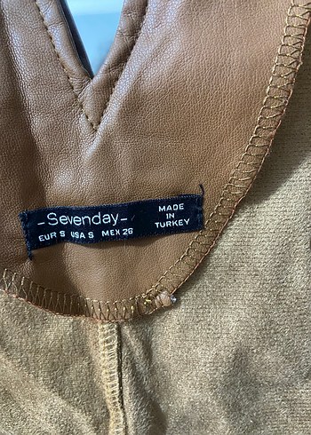 Düğmeli Kahverengi Deri Midi elbise - Görsel 4