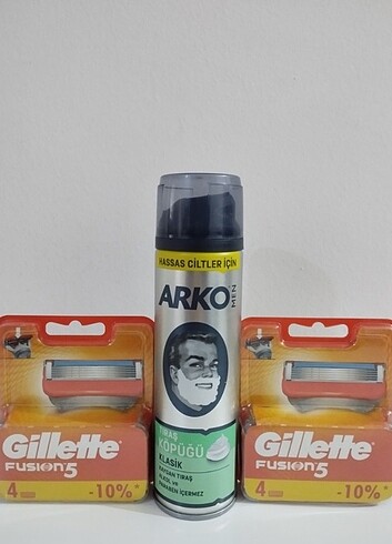 Gillette Fusion Beş Bıçaklı 4 x 2 Tıraş Başlığı Paketi + Arko Tı
