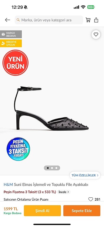 H&m suni elmas islemeli topuklu ayakkabı