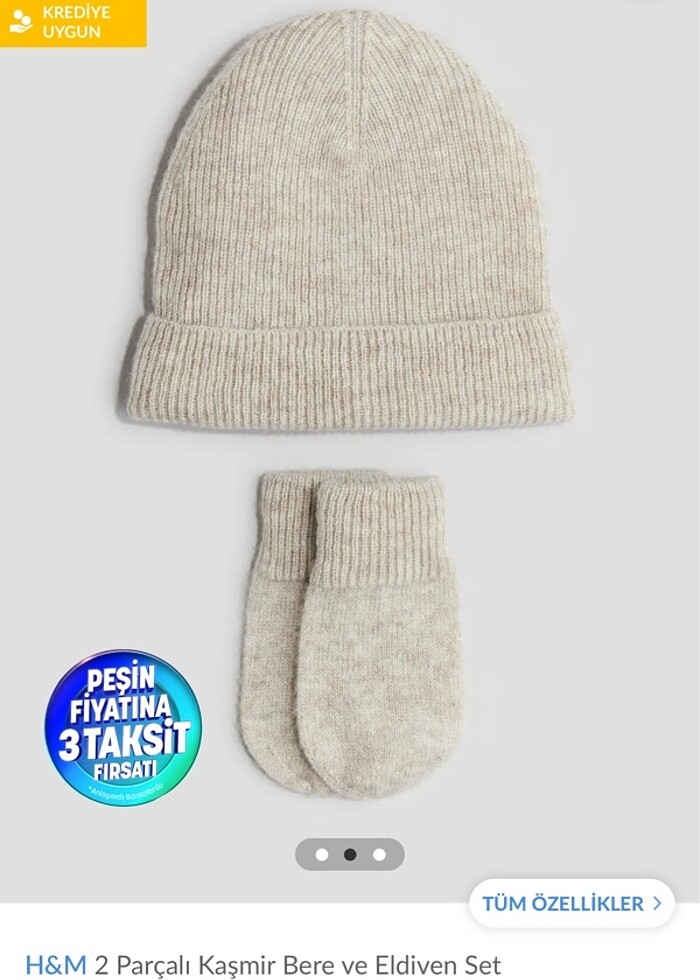 H&M kaşmir bere ve eldiven set - Görsel 2