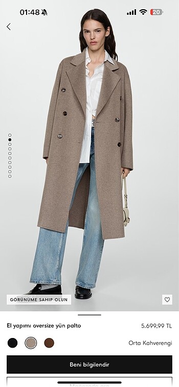 Mango Mango el yapımı oversize yün palto