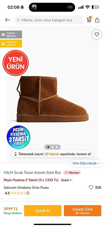 H&m suni astarlı bot