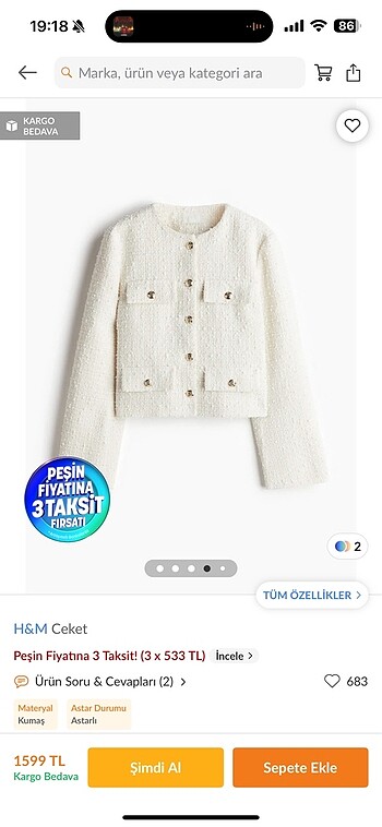 H&M ceket