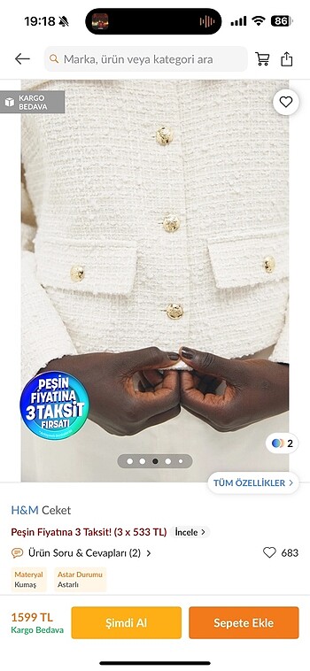 xxl Beden H&M ceket
