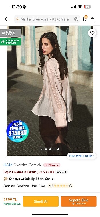 xs Beden H&M oversize gömlek