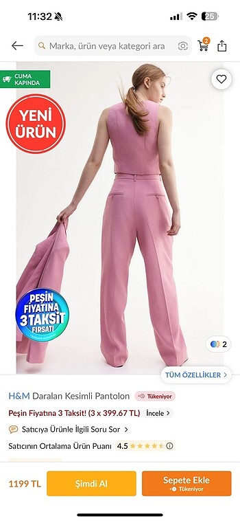 H&M H&M daralan kesimli pantolon