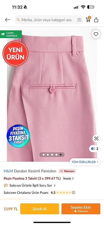 36 Beden H&M daralan kesimli pantolon
