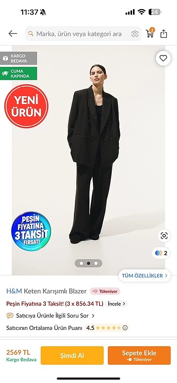 H&M H&m keten karışımlı blazer