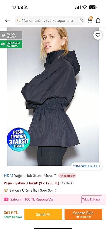 xs Beden H&m yağmurluk