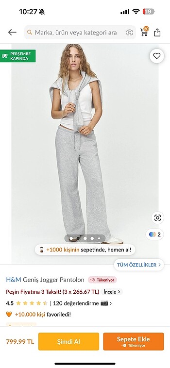 H&M H&m geniş jogger pantolon