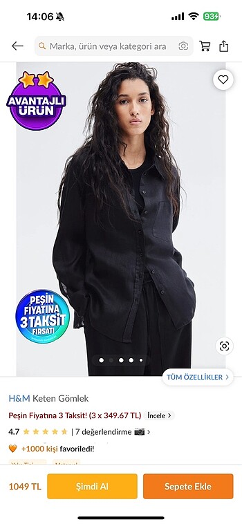 H& m keten gömlek