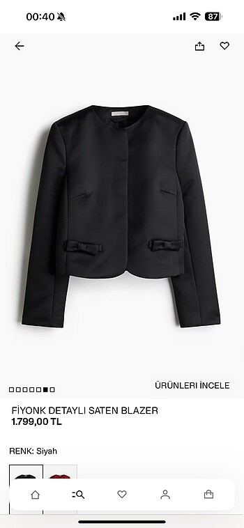 h&m fiyonk detaylı saten blazer