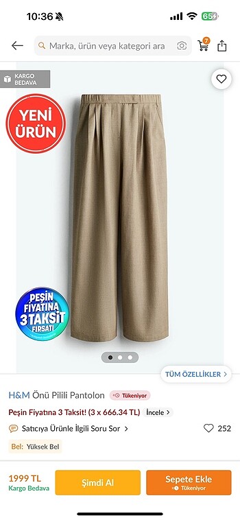 H&m önü pilili pantolon