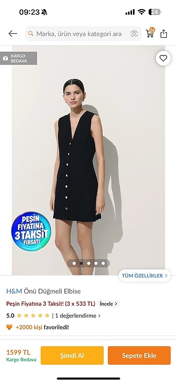 H&M H& m önü düğmeli elbise