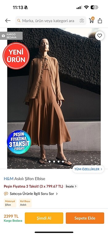 H&M H&m askılı şifon elbise