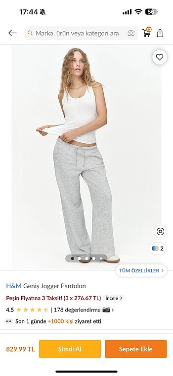 H&m geniş jogger pantolon