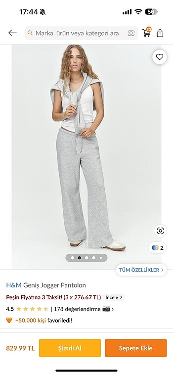 H&M H&m geniş jogger pantolon