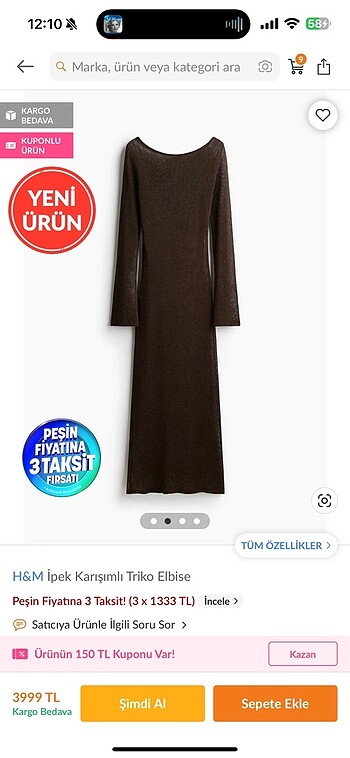 H&M İpek karışımlı triko elbise