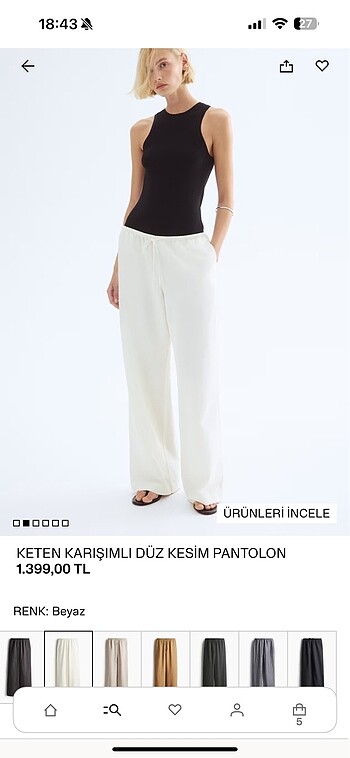 H&m keten karışımlı düz kesim pantolon