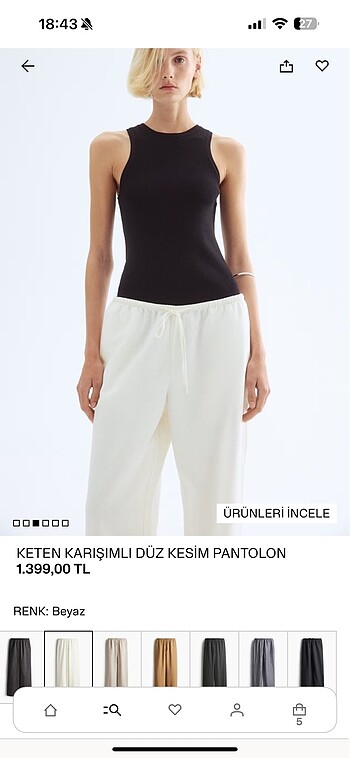 H&M H&m keten karışımlı düz kesim pantolon
