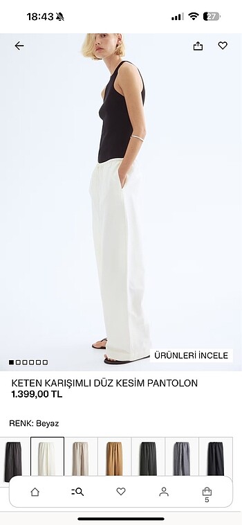 s Beden H&m keten karışımlı düz kesim pantolon