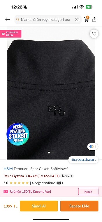 H&M H&m fermuarlı spor ceketi