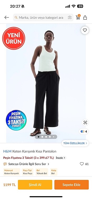 H&m keten karışımlı pantolon