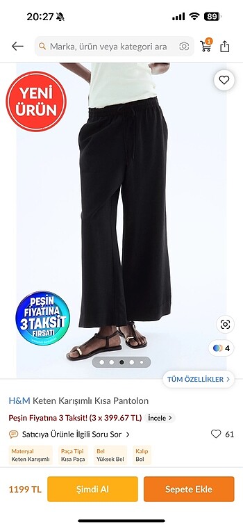 H&M H&m keten karışımlı pantolon