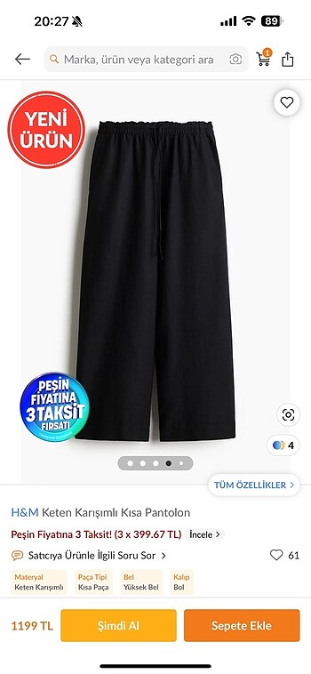 xl Beden H&m keten karışımlı pantolon