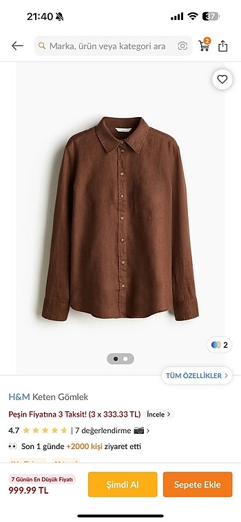 H&m keten gömlek