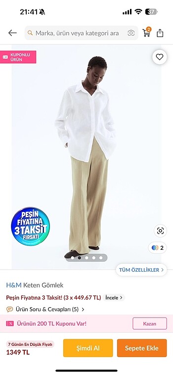 H&M H&m keten gömlek
