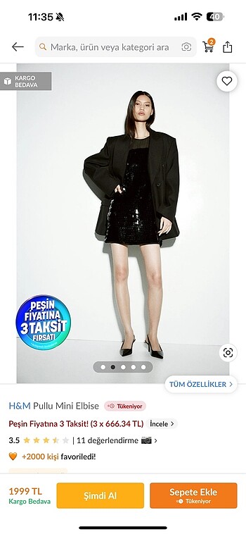 H&M H&m pullu mini elbise