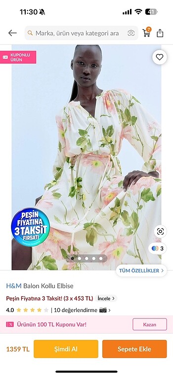 H&M H&m balon kollu elbise
