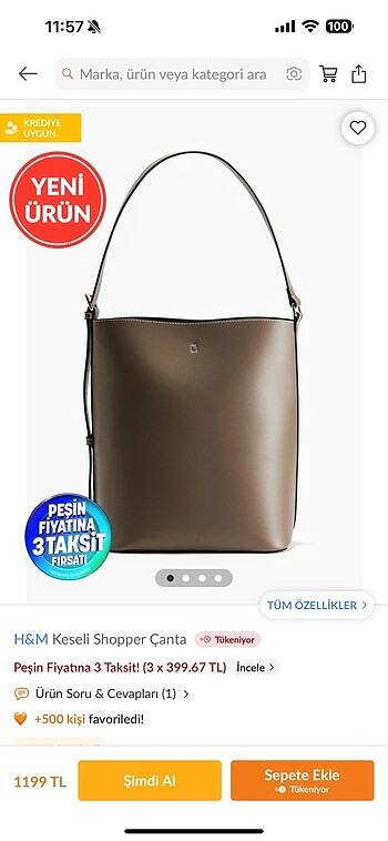 H&M H&m keseli shopper canta