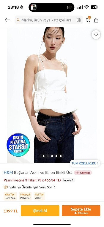 H&M H&m balon etekli üst