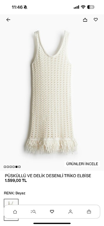 H&m püsküllü ve delik desenli elbise