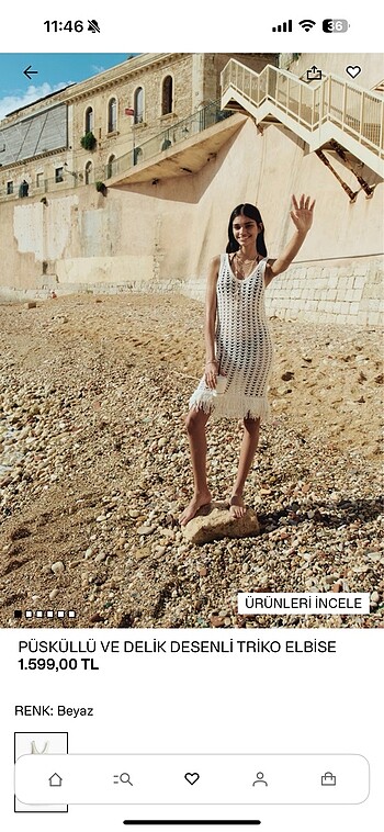H&M H&m püsküllü ve delik desenli elbise