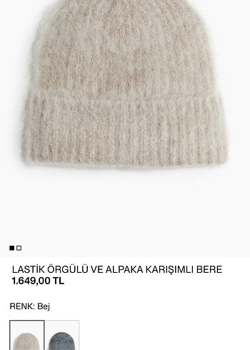 H&m Lastik Örgülü Alpaka Karışımlı Bej Bere