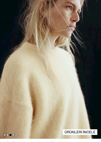 s Beden sarı Renk H&m tiftik karışımlı oversize kazak