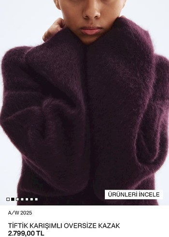 H&M H&m Tiftik Karışımlı Oversize Mor Kazak