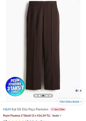H&M Kahverengi Kumaş Pantolon