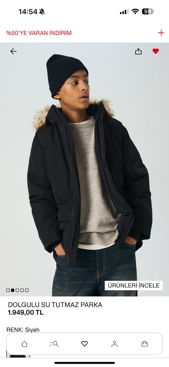 H&m Siyah Sıcak Tutarlı Kürklü  Mont - Görsel 2