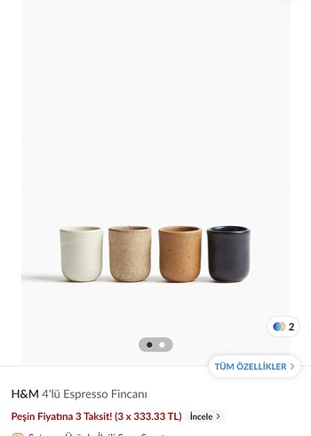 H&M 4'lü Renkli Espresso Fincanı Seti