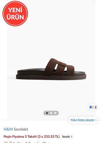 H&M Erkek Kahverengi Tokalı Sandalet