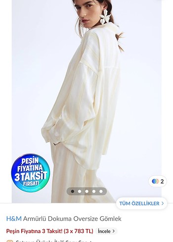 H&M H&M Oversize Armürlü Dokuma Gömlek