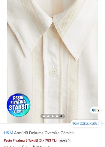 s Beden H&M Oversize Armürlü Dokuma Gömlek